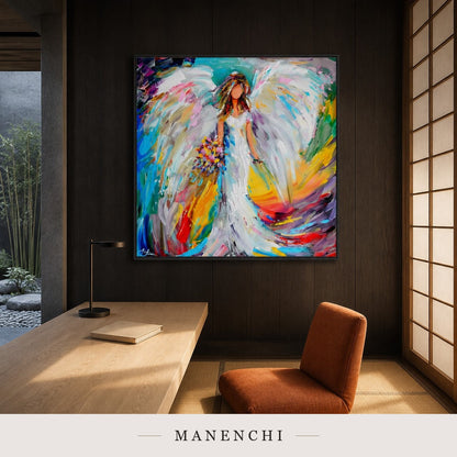 Ethereal Swell | Contemporary Wall Art - original hand-painted painting by Manenchi, styled in a room setting