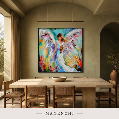 Uplifted Currents | Contemporary Wall Art - original hand-painted painting by Manenchi, styled in a room setting