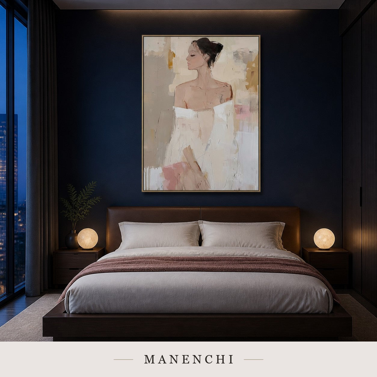 Impasto Grace | Contemporary Wall Art - original hand-painted painting by Manenchi, styled in a room setting