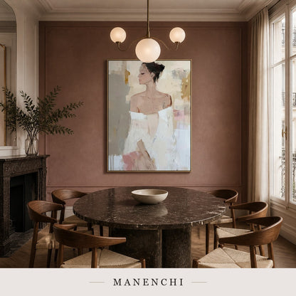 Impasto Grace | Contemporary Wall Art - original hand-painted painting by Manenchi, styled in a room setting