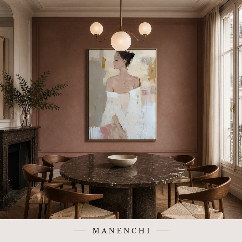 Impasto Grace | Contemporary Wall Art - original hand-painted painting by Manenchi, styled in a room setting