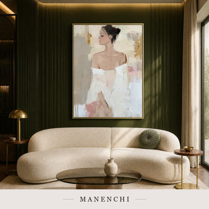 Impasto Grace | Contemporary Wall Art - original hand-painted painting by Manenchi, styled in a room setting