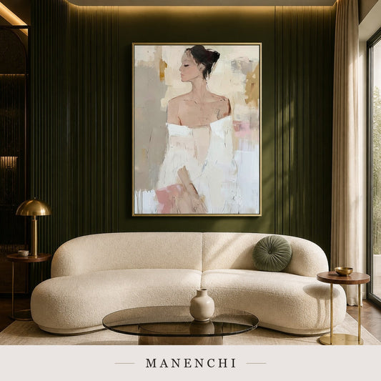 Impasto Grace | Contemporary Wall Art - original hand-painted painting by Manenchi, styled in a room setting