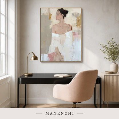 Impasto Grace | Contemporary Wall Art - original hand-painted painting by Manenchi, styled in a room setting