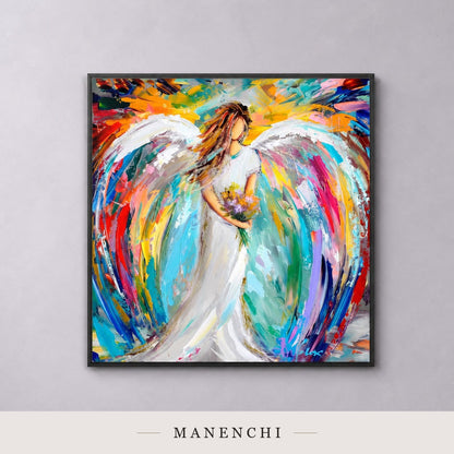 Raised Pinions | Contemporary Wall Art - original hand-painted painting by Manenchi, styled in a room setting