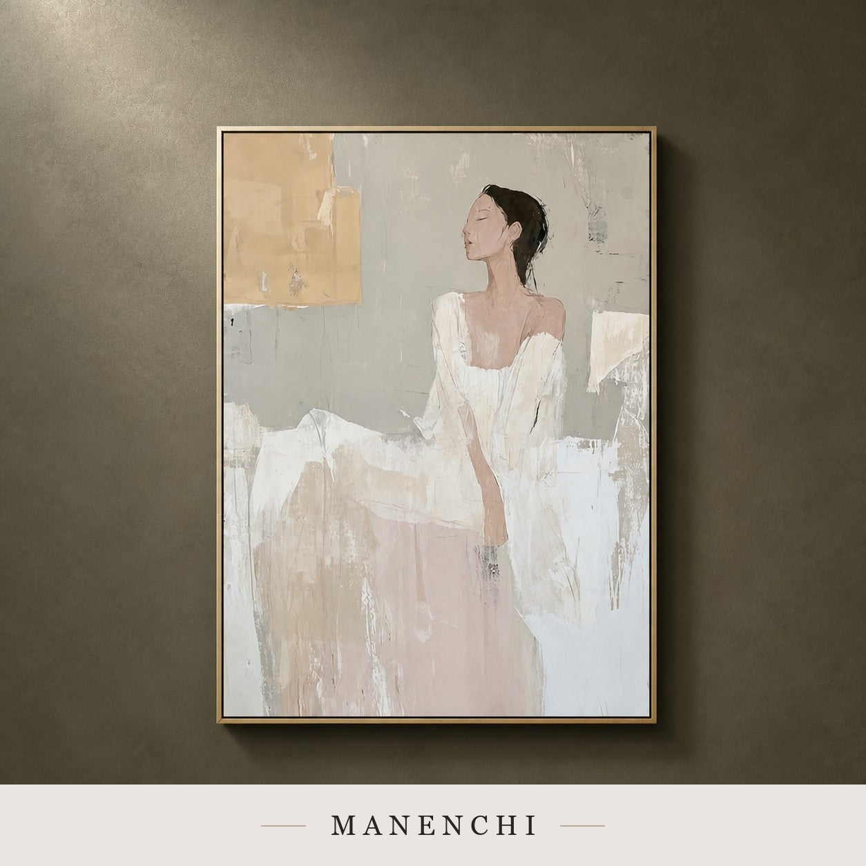 Poised Geometry | Wabi-Sabi Wall Art - original hand-painted painting by Manenchi, styled in a room setting