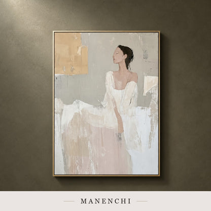 Poised Geometry | Wabi-Sabi Wall Art - original hand-painted painting by Manenchi, styled in a room setting
