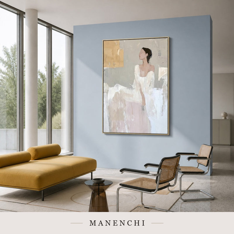 Poised Geometry | Wabi-Sabi Wall Art - original hand-painted painting by Manenchi, styled in a room setting