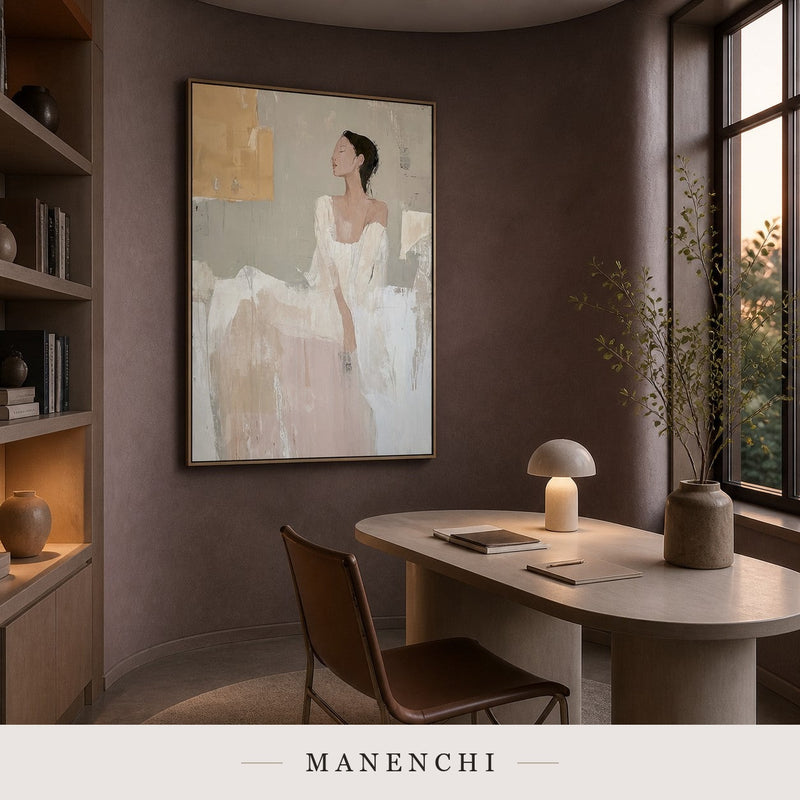 Poised Geometry | Wabi-Sabi Wall Art - original hand-painted painting by Manenchi, styled in a room setting