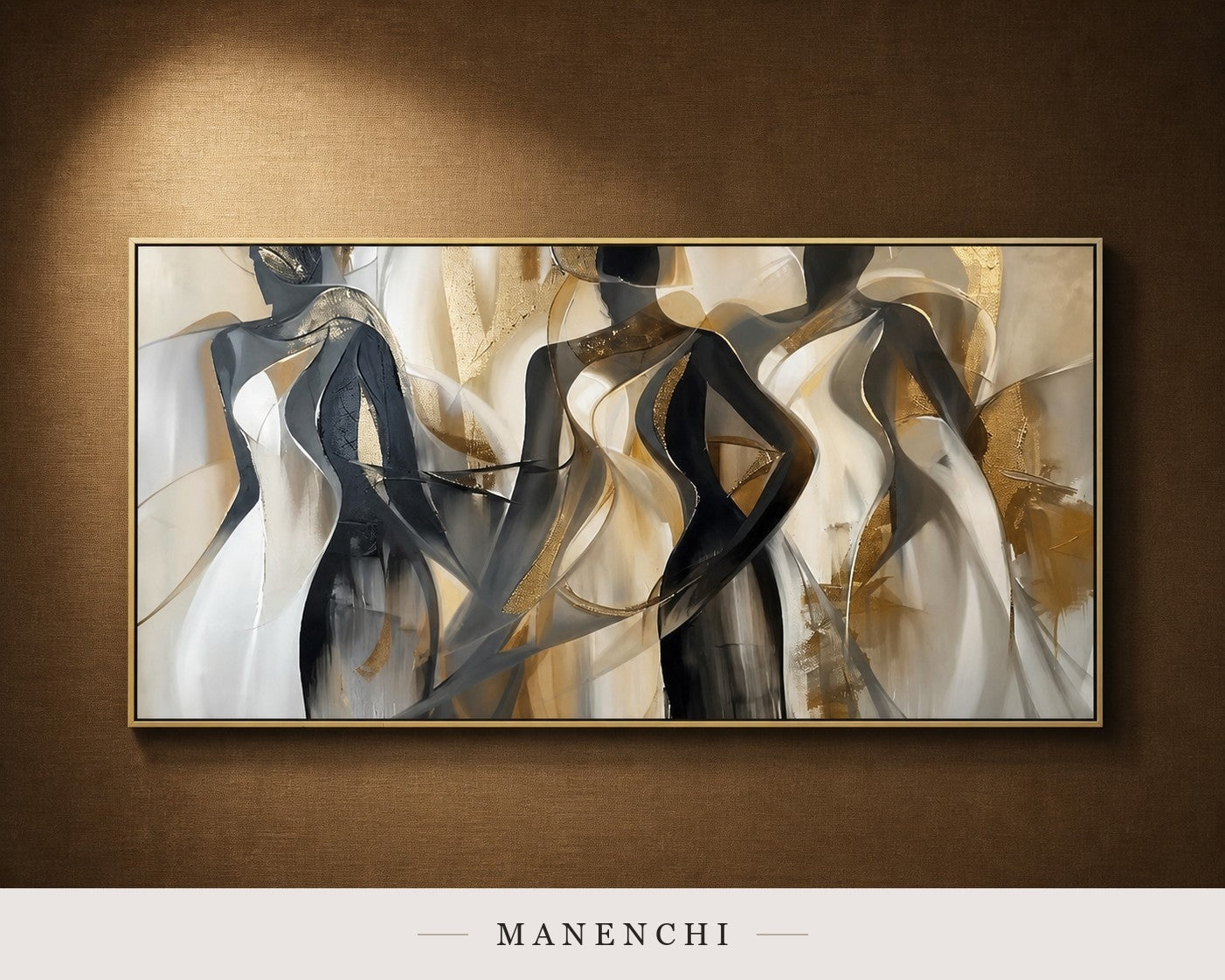 Glinting Drapery | Gold Leaf Wall Art - original hand-painted painting by Manenchi, styled in a room setting