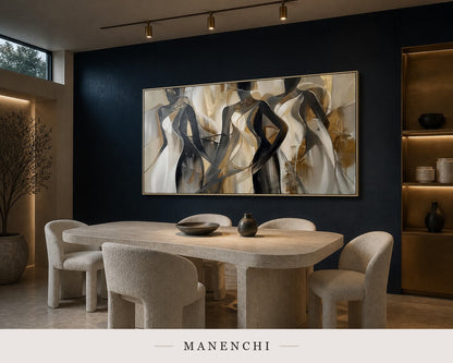 Glinting Drapery | Gold Leaf Wall Art - original hand-painted painting by Manenchi, styled in a room setting