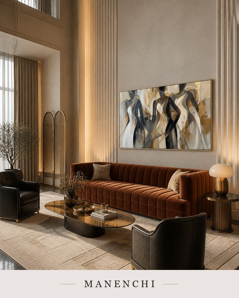 Glinting Drapery | Gold Leaf Wall Art - original hand-painted painting by Manenchi, styled in a room setting