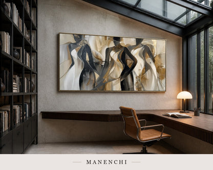 Glinting Drapery | Gold Leaf Wall Art - original hand-painted painting by Manenchi, styled in a room setting