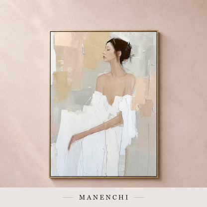 Embossed Visage | Contemporary Wall Art - original hand-painted painting by Manenchi, styled in a room setting