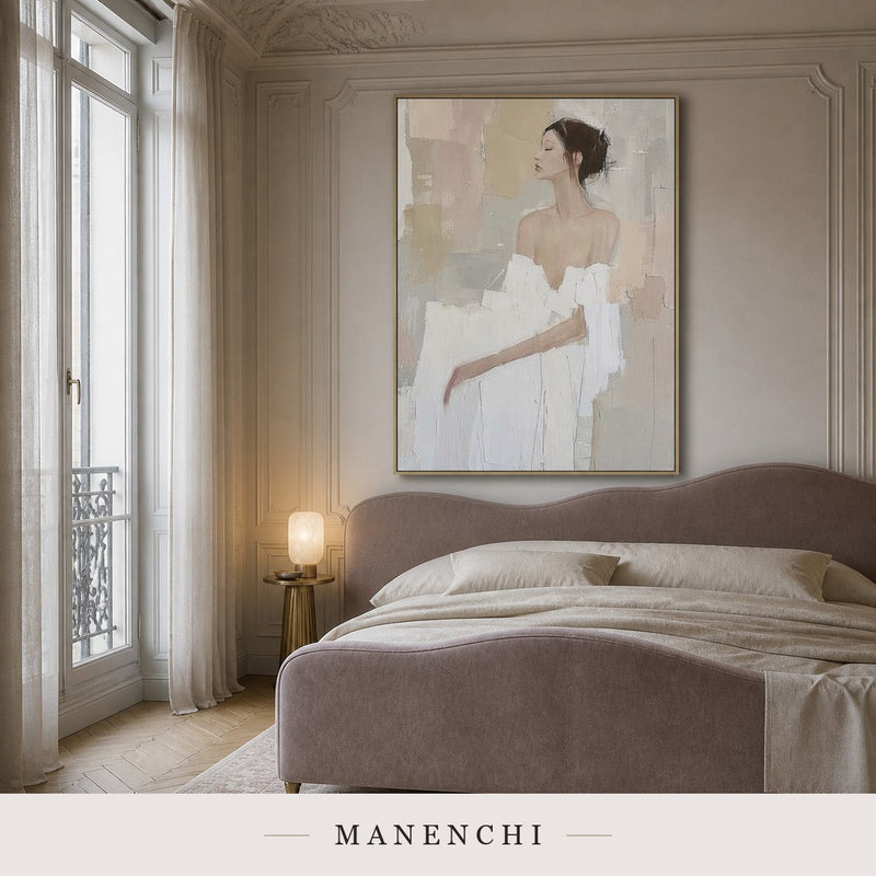 Embossed Visage | Contemporary Wall Art - original hand-painted painting by Manenchi, styled in a room setting