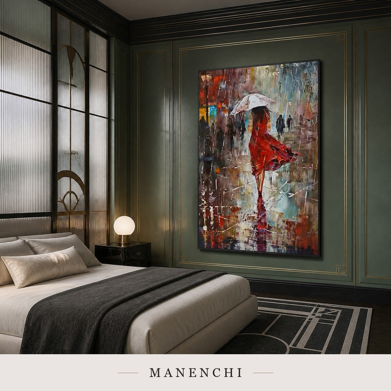 Liquid Forms | Contemporary Wall Art - original hand-painted painting by Manenchi, styled in a room setting