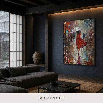 Liquid Forms | Contemporary Wall Art - original hand-painted painting by Manenchi, styled in a room setting