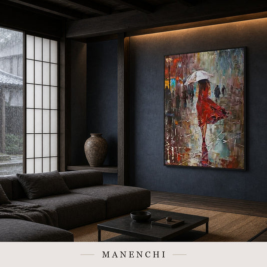 Liquid Forms | Contemporary Wall Art - original hand-painted painting by Manenchi, styled in a room setting