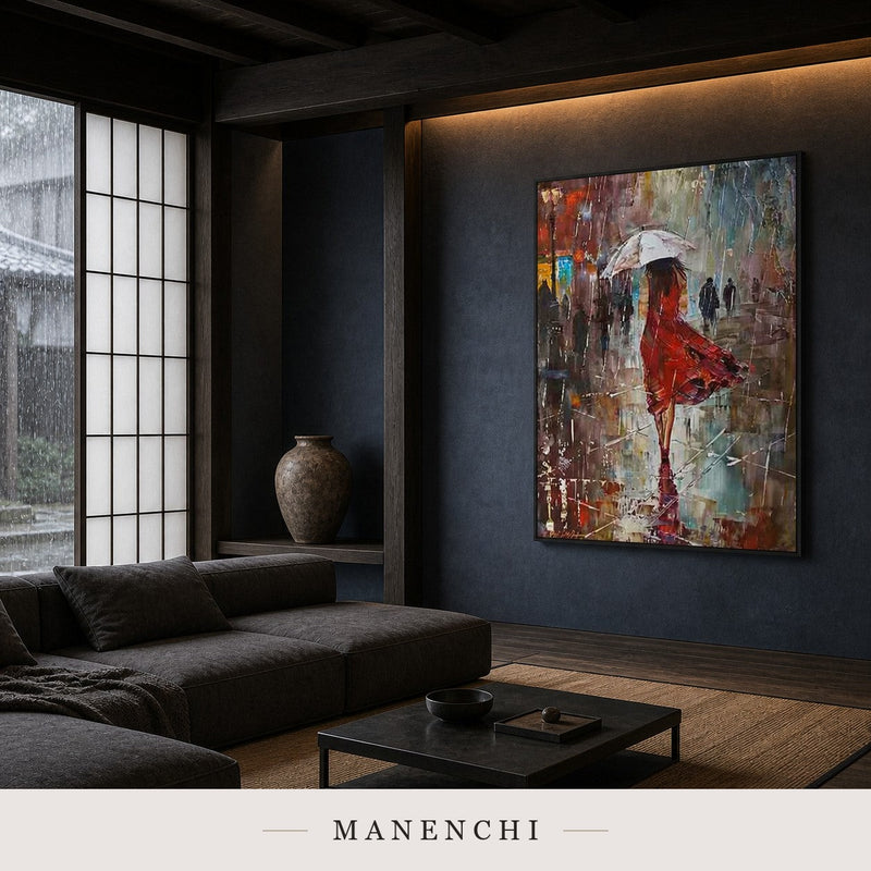 Liquid Forms | Contemporary Wall Art - original hand-painted painting by Manenchi, styled in a room setting