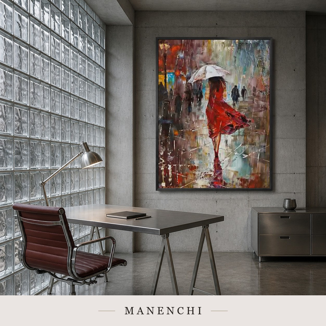 Liquid Forms | Contemporary Wall Art - original hand-painted painting by Manenchi, styled in a room setting