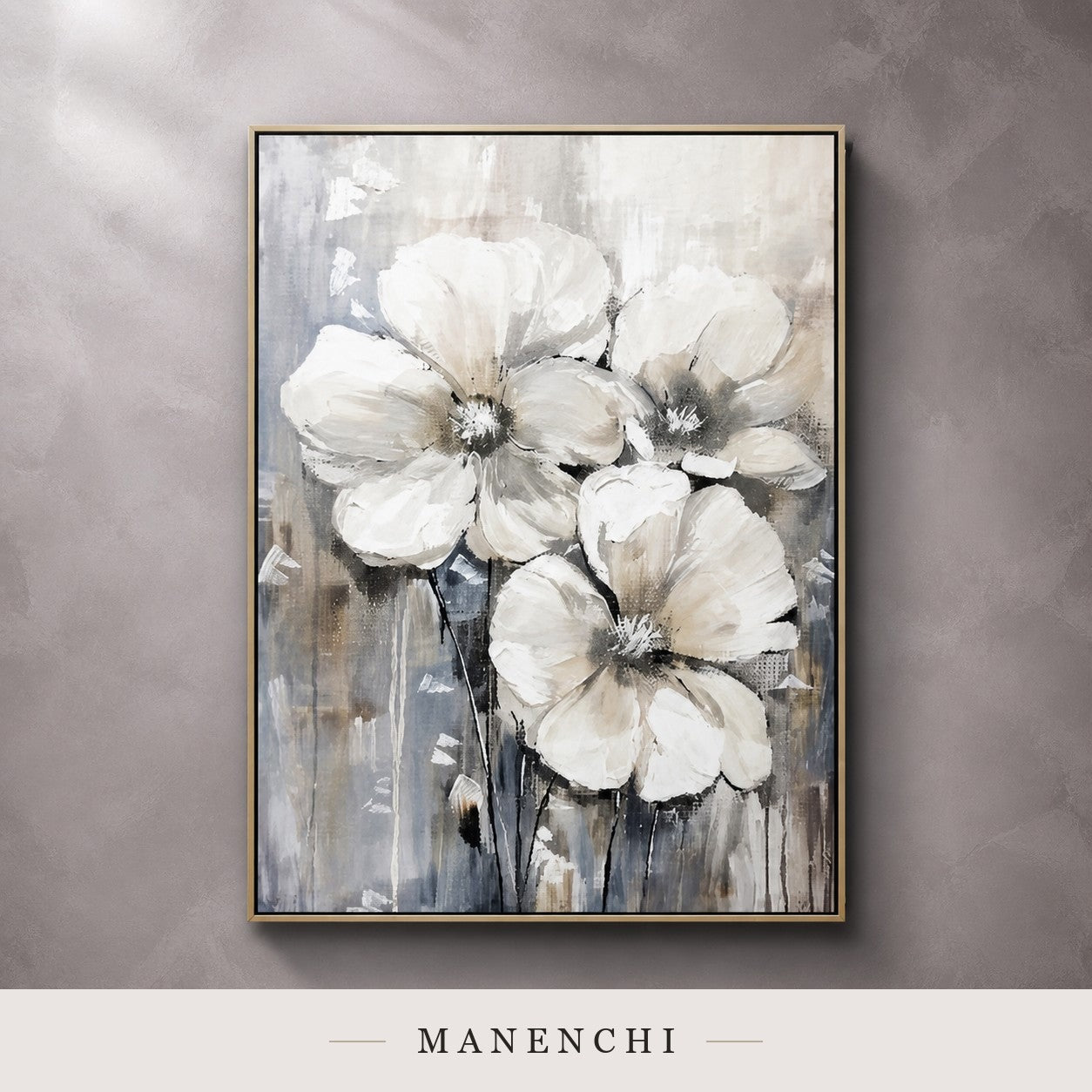 Parian Petals | Floral Wall Art - original hand-painted painting by Manenchi, styled in a room setting