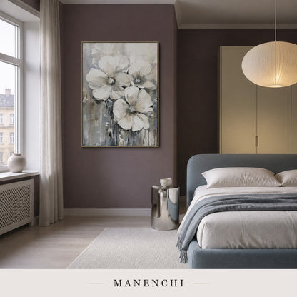 Parian Petals | Floral Wall Art - original hand-painted painting by Manenchi, styled in a room setting