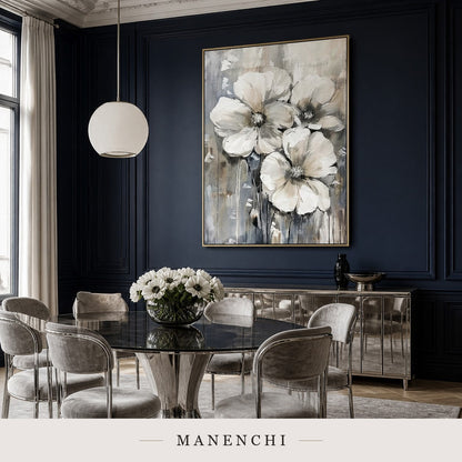 Parian Petals | Floral Wall Art - original hand-painted painting by Manenchi, styled in a room setting