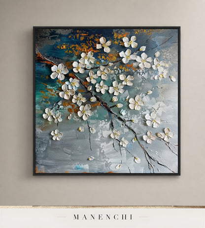Glinting Filigree | Floral Wall Art - original hand-painted painting by Manenchi, styled in a room setting