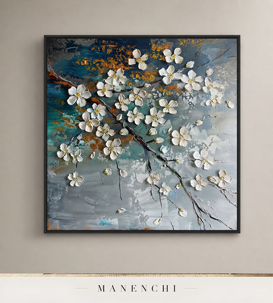 Glinting Filigree | Floral Wall Art - original hand-painted painting by Manenchi, styled in a room setting