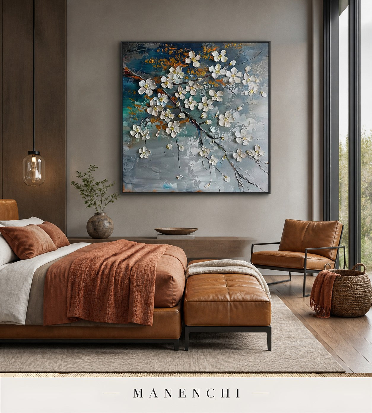 Glinting Filigree | Floral Wall Art - original hand-painted painting by Manenchi, styled in a room setting