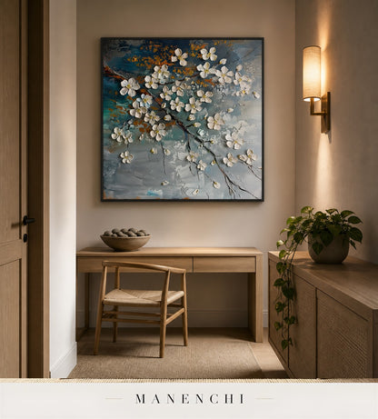 Glinting Filigree | Floral Wall Art - original hand-painted painting by Manenchi, styled in a room setting
