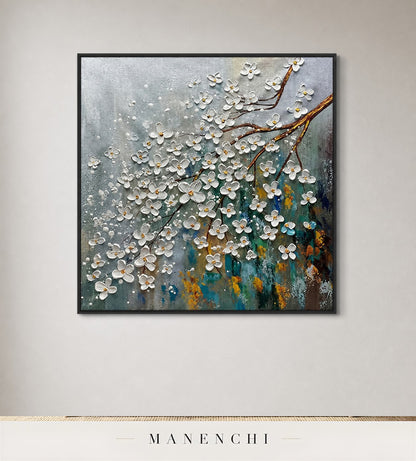 Petal Light | Floral Wall Art - original hand-painted painting by Manenchi, styled in a room setting