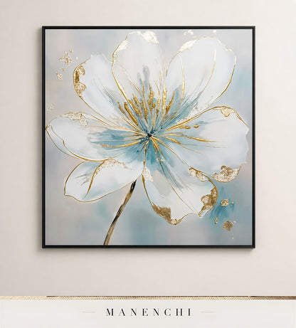 Auric Bloom | Gold Leaf Wall Art - original hand-painted painting by Manenchi, styled in a room setting