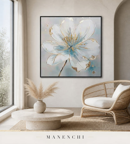 Auric Bloom | Gold Leaf Wall Art - original hand-painted painting by Manenchi, styled in a room setting