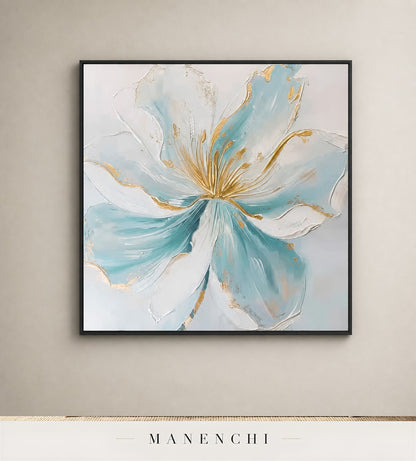 Molten Petals | Gold Leaf Wall Art - original hand-painted painting by Manenchi, styled in a room setting