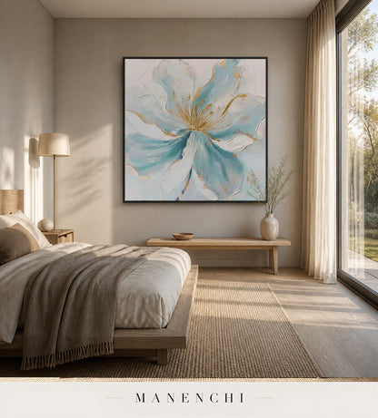 Molten Petals | Gold Leaf Wall Art - original hand-painted painting by Manenchi, styled in a room setting