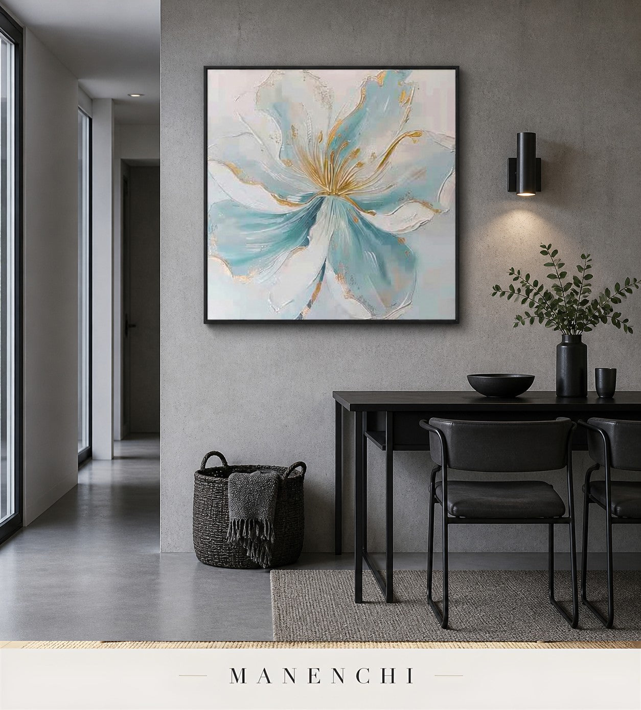Molten Petals | Gold Leaf Wall Art - original hand-painted painting by Manenchi, styled in a room setting