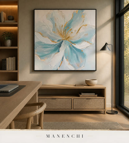 Molten Petals | Gold Leaf Wall Art - original hand-painted painting by Manenchi, styled in a room setting