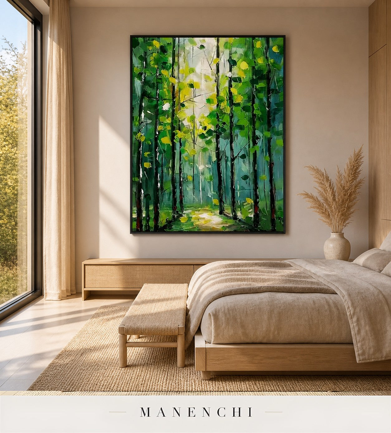 Plaited Light | Floral Wall Art - original hand-painted painting by Manenchi, styled in a room setting