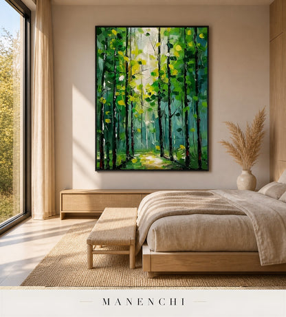 Plaited Light | Floral Wall Art - original hand-painted painting by Manenchi, styled in a room setting