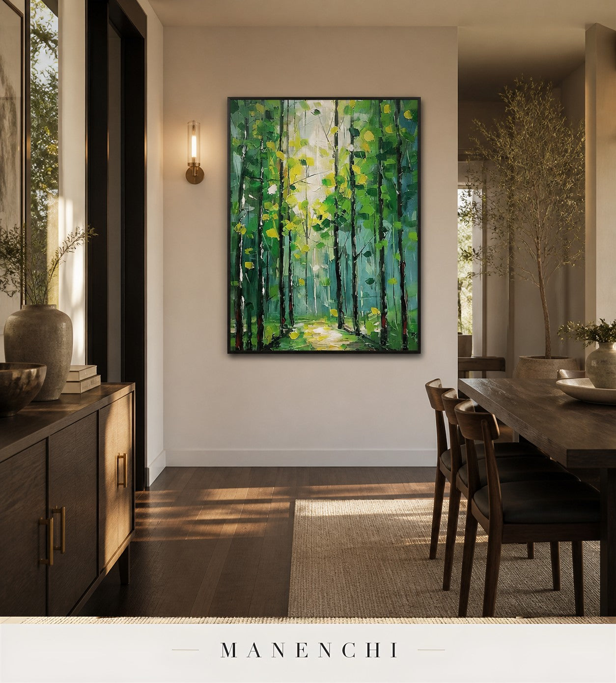 Plaited Light | Floral Wall Art - original hand-painted painting by Manenchi, styled in a room setting