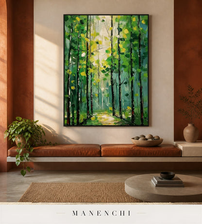 Plaited Light | Floral Wall Art - original hand-painted painting by Manenchi, styled in a room setting