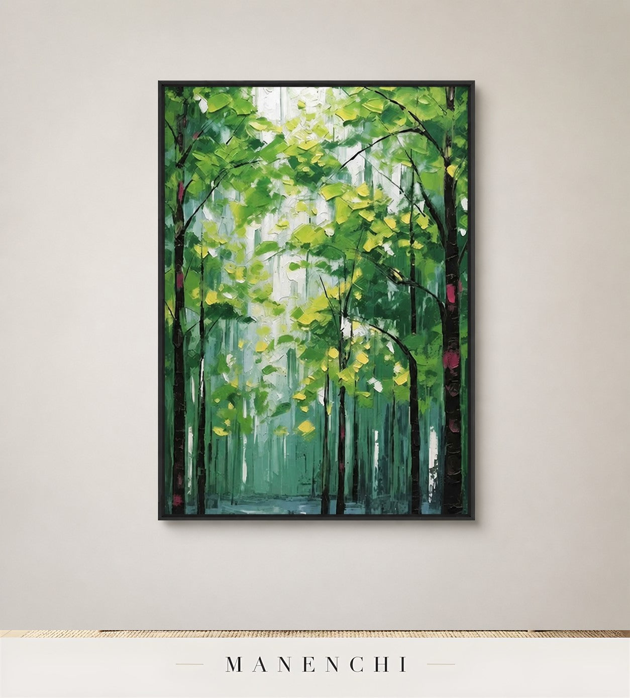 Verdant Relief | Contemporary Wall Art - original hand-painted painting by Manenchi, styled in a room setting