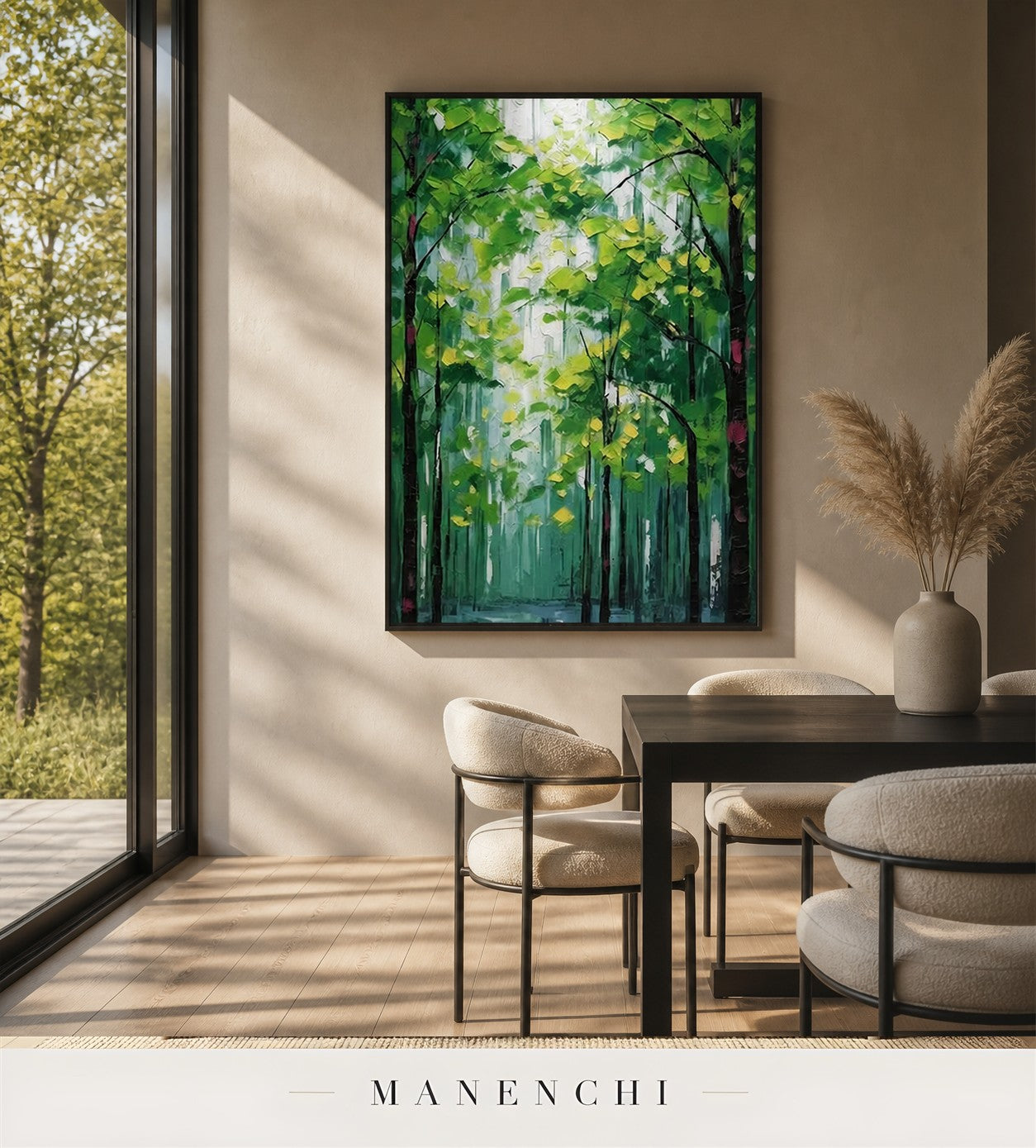 Verdant Relief | Contemporary Wall Art - original hand-painted painting by Manenchi, styled in a room setting