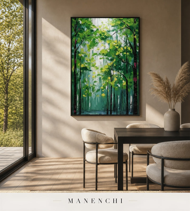 Verdant Relief | Contemporary Wall Art - original hand-painted painting by Manenchi, styled in a room setting