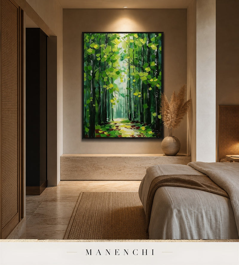Lifted Verdure | Floral Wall Art - original hand-painted painting by Manenchi, styled in a room setting