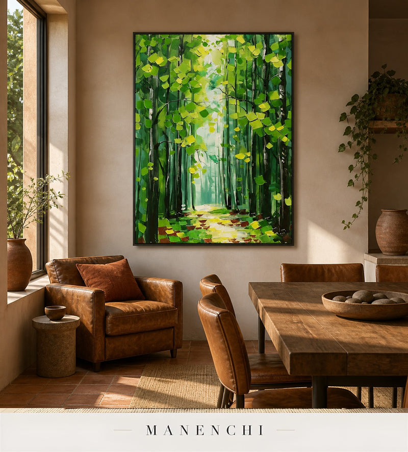 Lifted Verdure | Floral Wall Art - original hand-painted painting by Manenchi, styled in a room setting