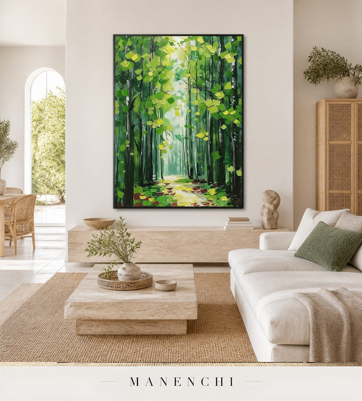 Lifted Verdure | Floral Wall Art - original hand-painted painting by Manenchi, styled in a room setting