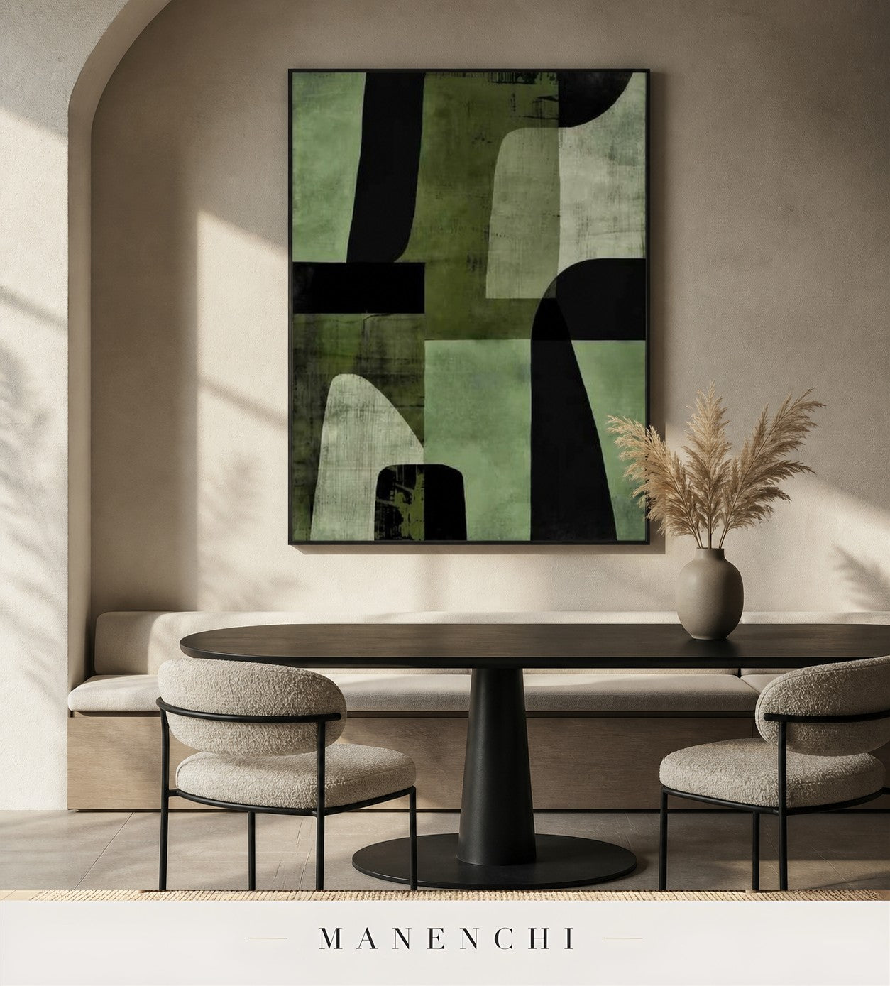 Hushed Plane | Contemporary Wall Art - original hand-painted painting by Manenchi, styled in a room setting