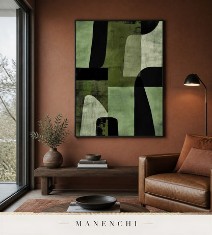 Hushed Plane | Contemporary Wall Art - original hand-painted painting by Manenchi, styled in a room setting